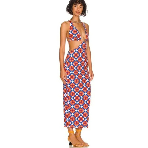 WeWoreWhat Revolve Cowl Back Cut Out Geometric Print Maxi Dress Size XL NWT - Picture 11 of 11